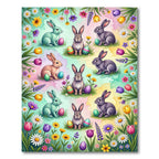 Whimsical Pastel Easter Bunny Meadow Rug