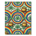 Whimsical Rainbow Shamrock Gold Coin Medallion Rug