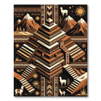 Earthy Andean Temple Geometric Sun Rug
