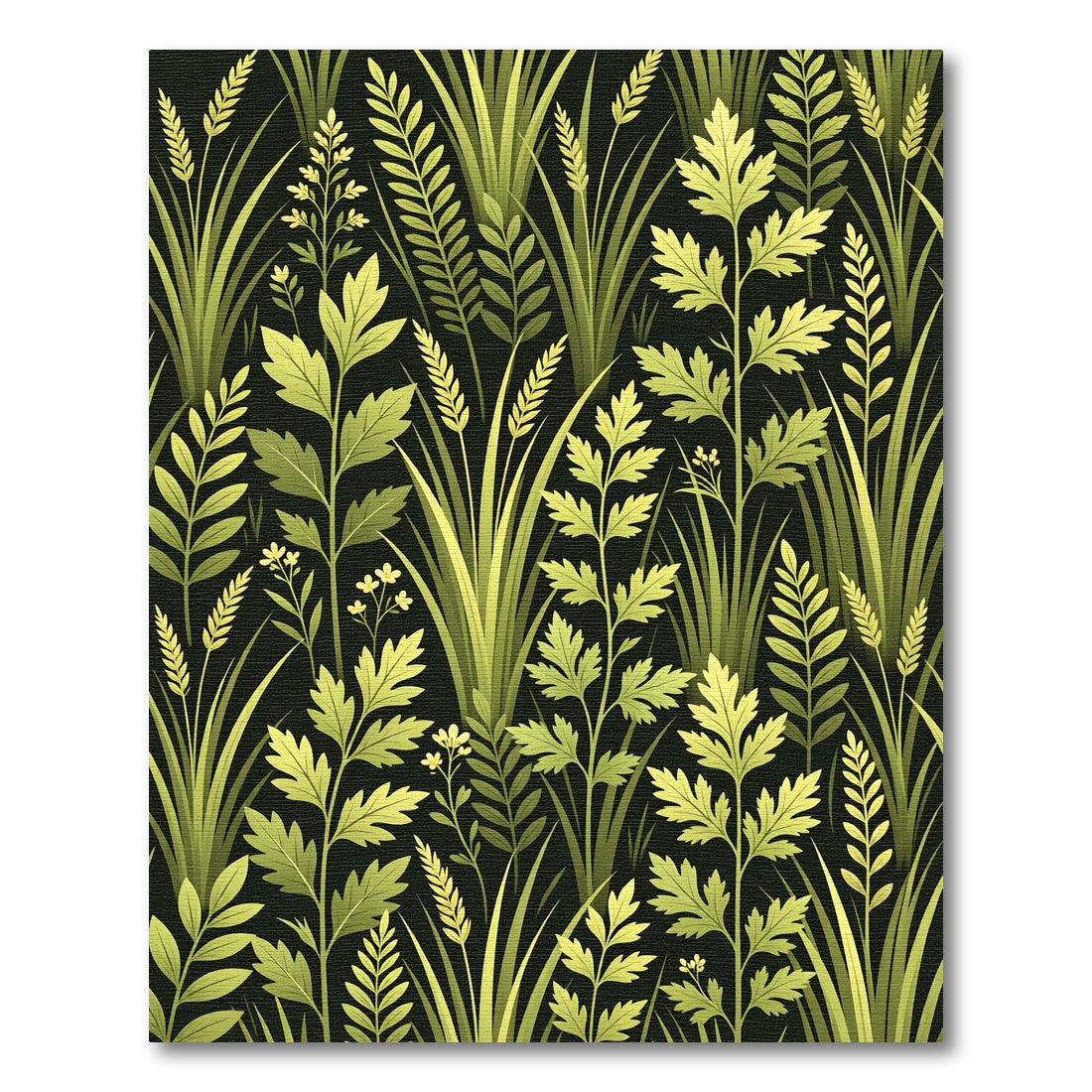 Lush Green Botanical Meadow Rug
