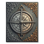 Ornate Metallic Compass Filigree Engraving Rug