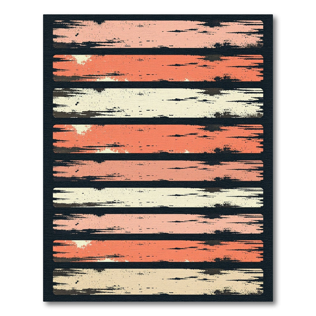 Coral Pink Cream Distressed Stripe Rug