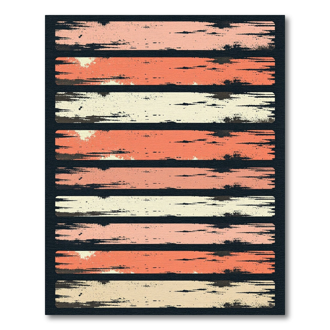 Coral Pink Cream Distressed Stripe Rug