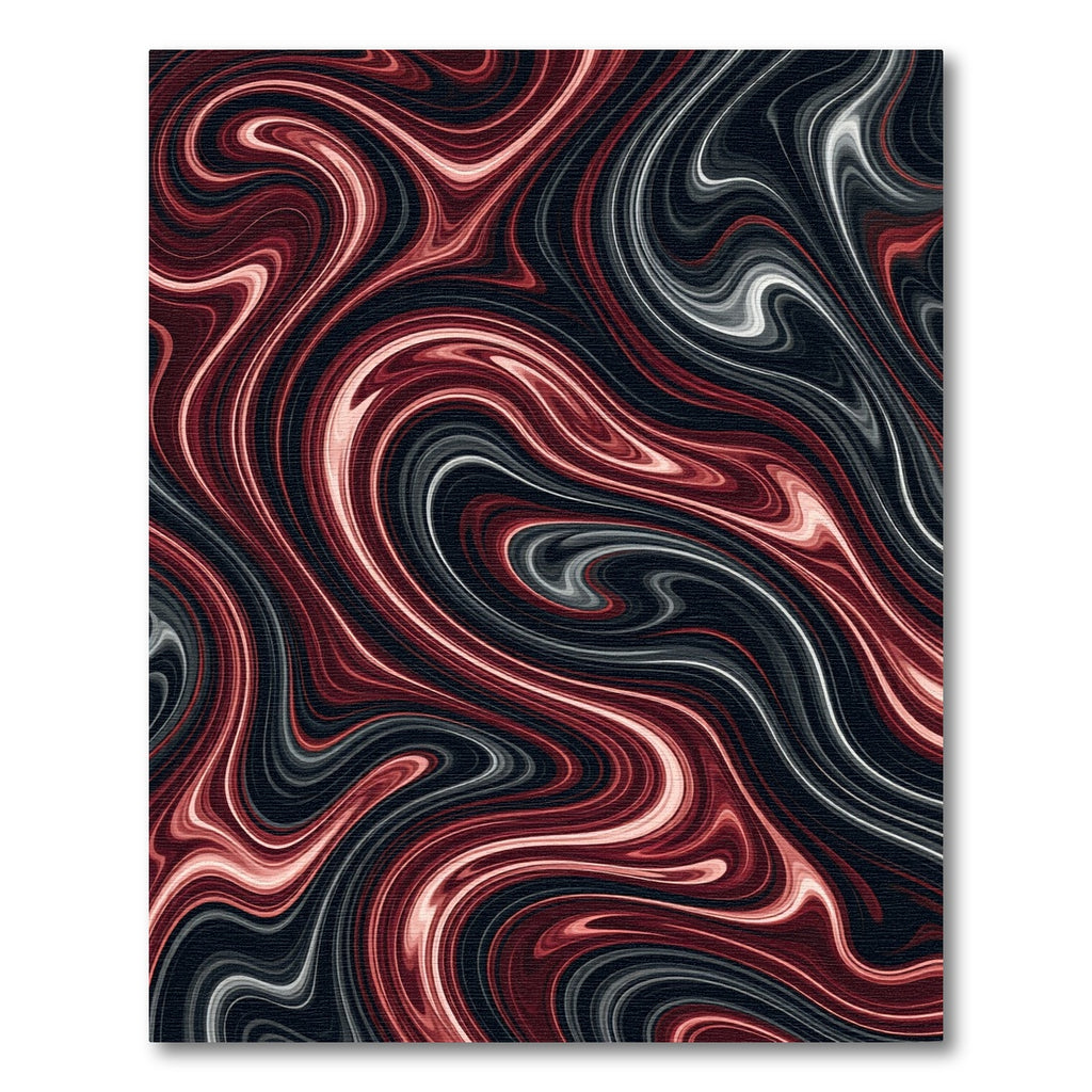 Crimson Black Marble Swirl Rug
