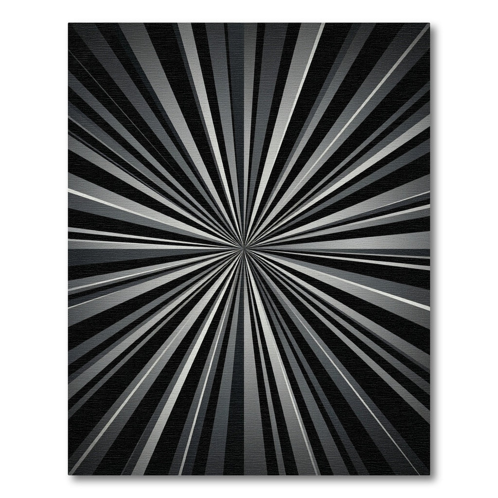 Modern Black White Sunburst Rays Rug