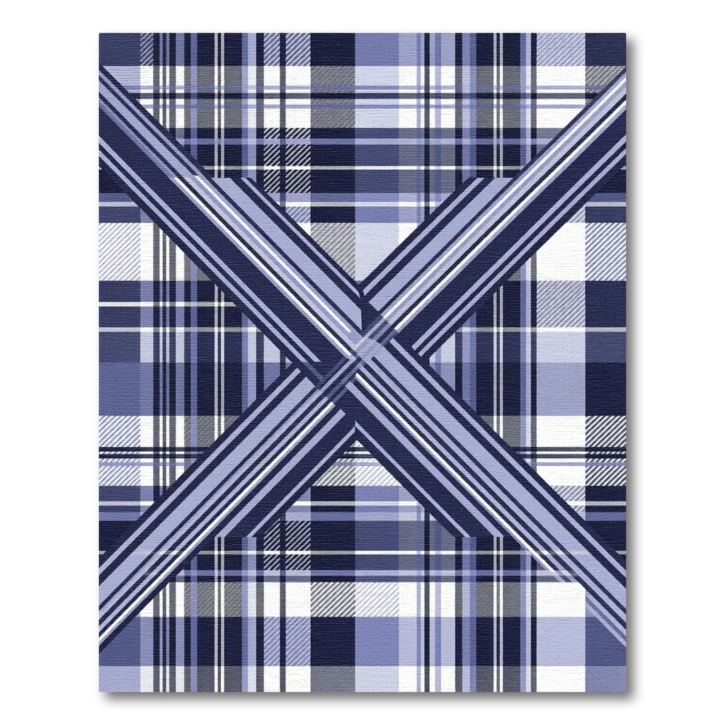 Modern Navy Blue Geometric Plaid Rug