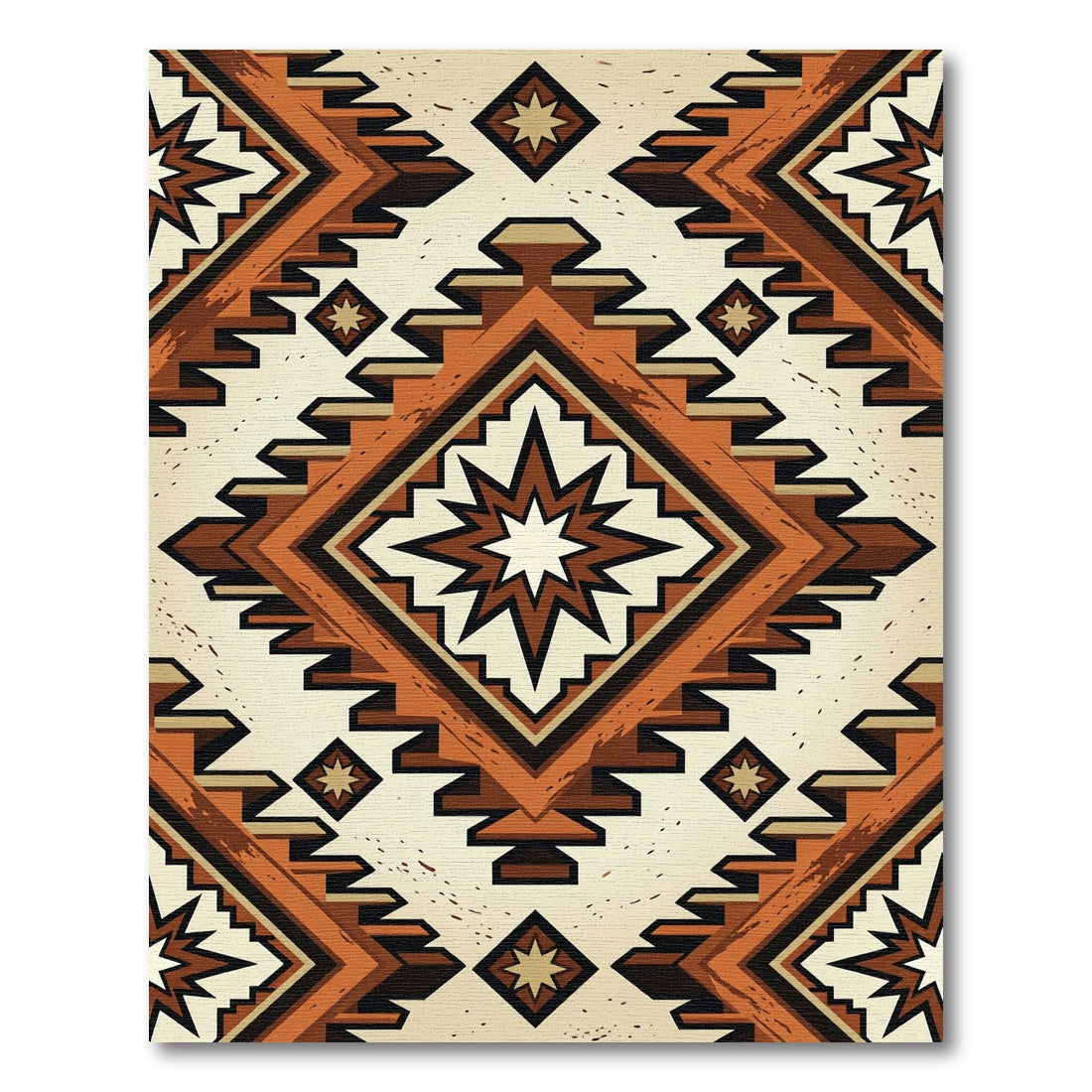 Earthy Southwestern Terracotta Geometric Diamond Rug