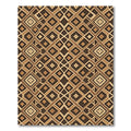 Earthy Brown Geometric Trellis Medallion Rug