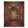 Ornate Crimson Floral Archway Tapestry Rug