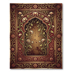 Ornate Crimson Floral Archway Tapestry Rug