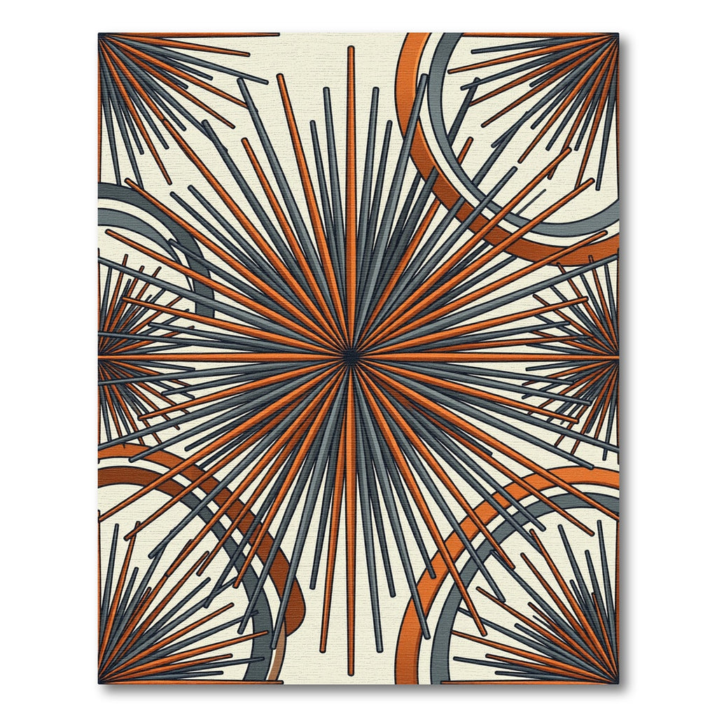 Mid Century Orange Gray Starburst Rug