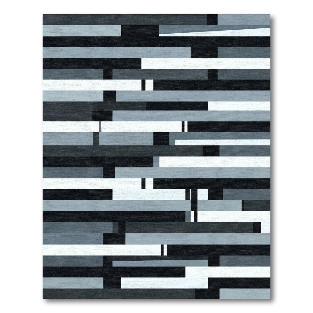Modern Monochrome Abstract Layered Bar Rug