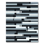 Modern Monochrome Abstract Layered Bar Rug