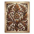 Ornate Copper Leaf Scroll Panel Rug