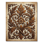 Ornate Copper Leaf Scroll Panel Rug