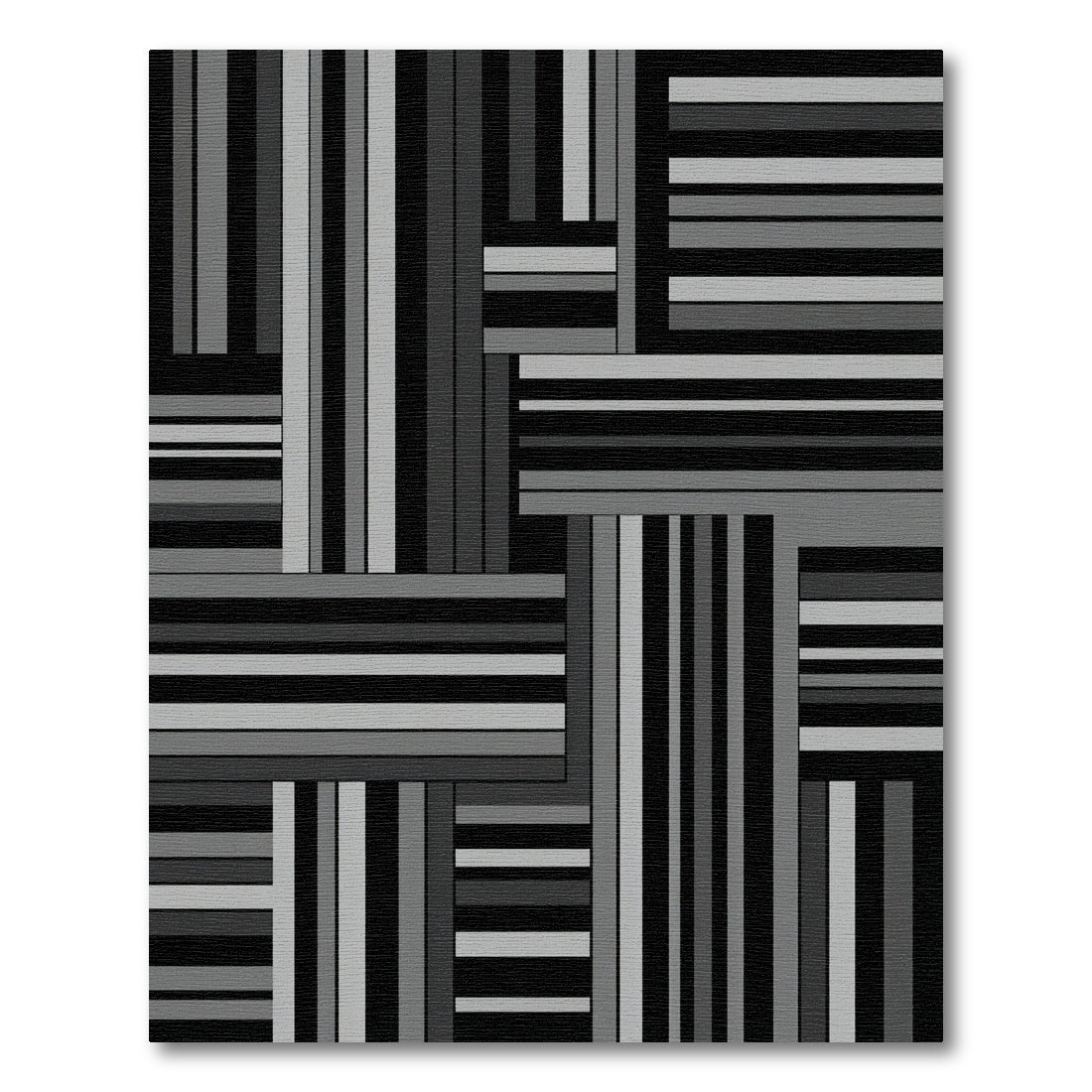Modern Monochromatic Linear Geometric Grid Rug