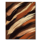 Earthy Brown Abstract Brushstroke Swirl Rug
