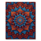 Vibrant Luminous Flame Indigo Mandala Rug