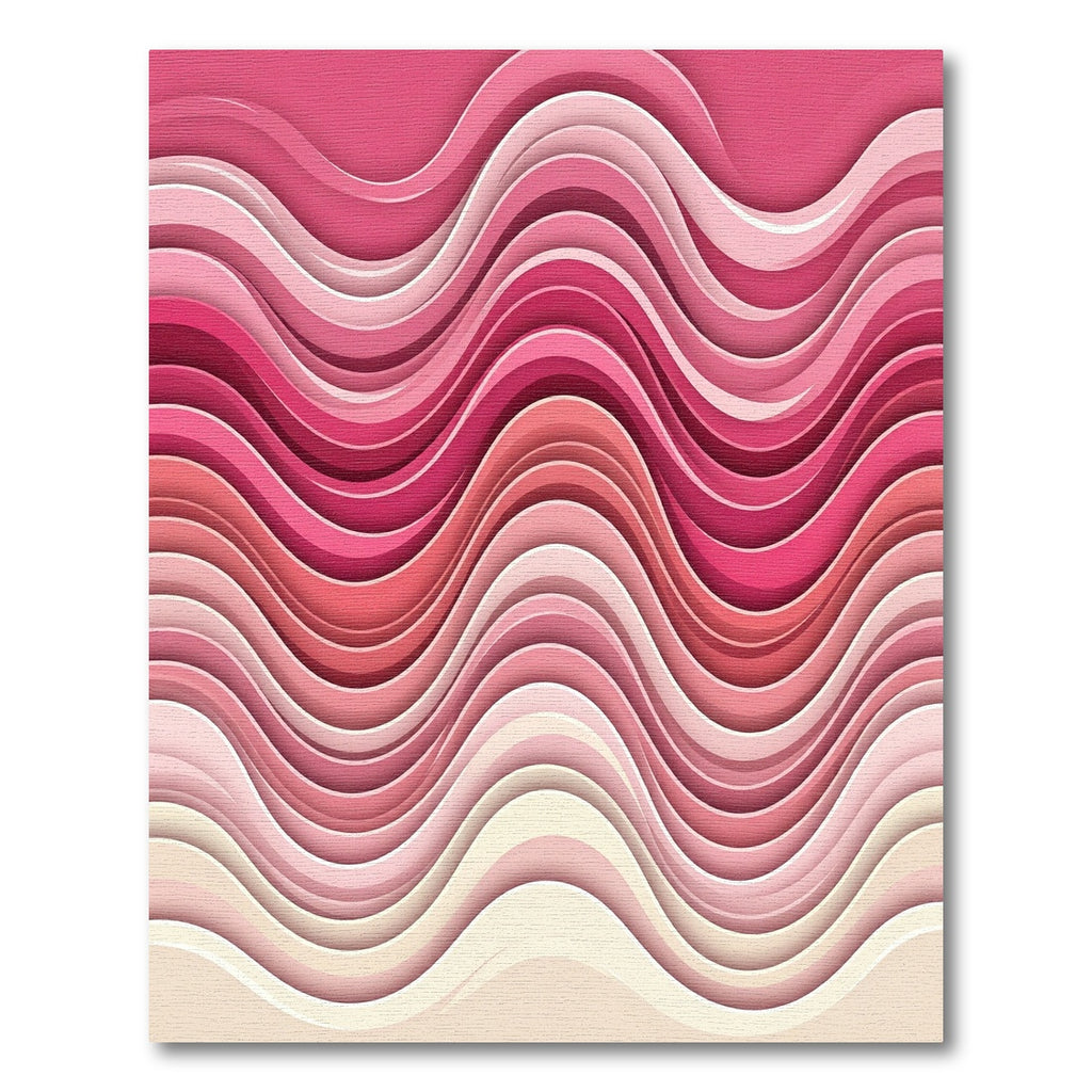 Abstract Wavy Pink Gradient Curves Rug