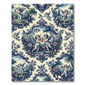 Charming Blue Cherub Toile Scroll Garden Rug
