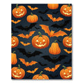 Spooky Orange Jack o Lantern Bat Harvest Rug