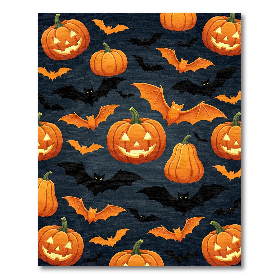 Spooky Orange Jack o Lantern Bat Harvest Rug