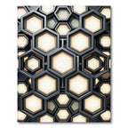 Modern Metallic Gold Geometric Hexagon Rug