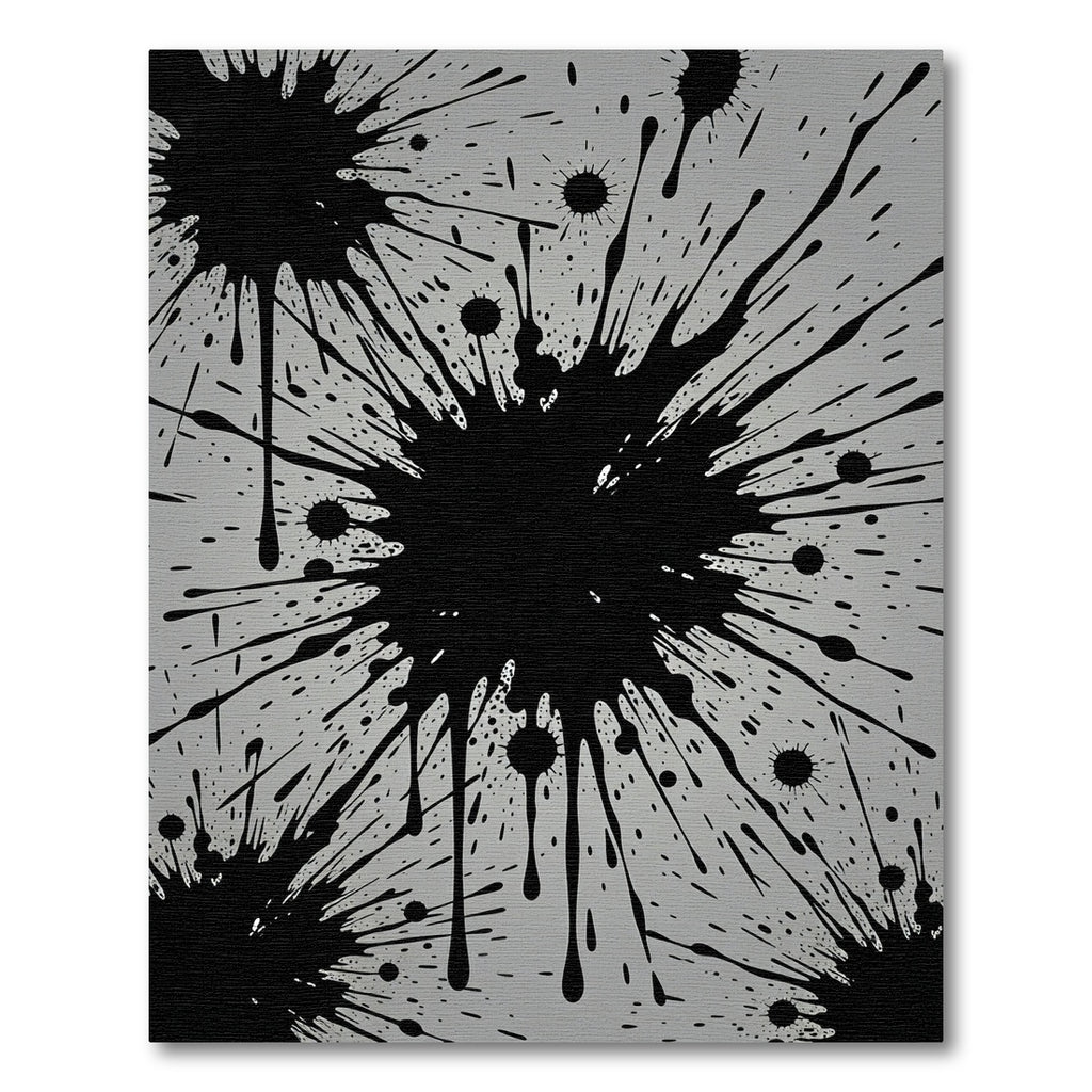 Bold Monochrome Abstract Ink Splatter Rug