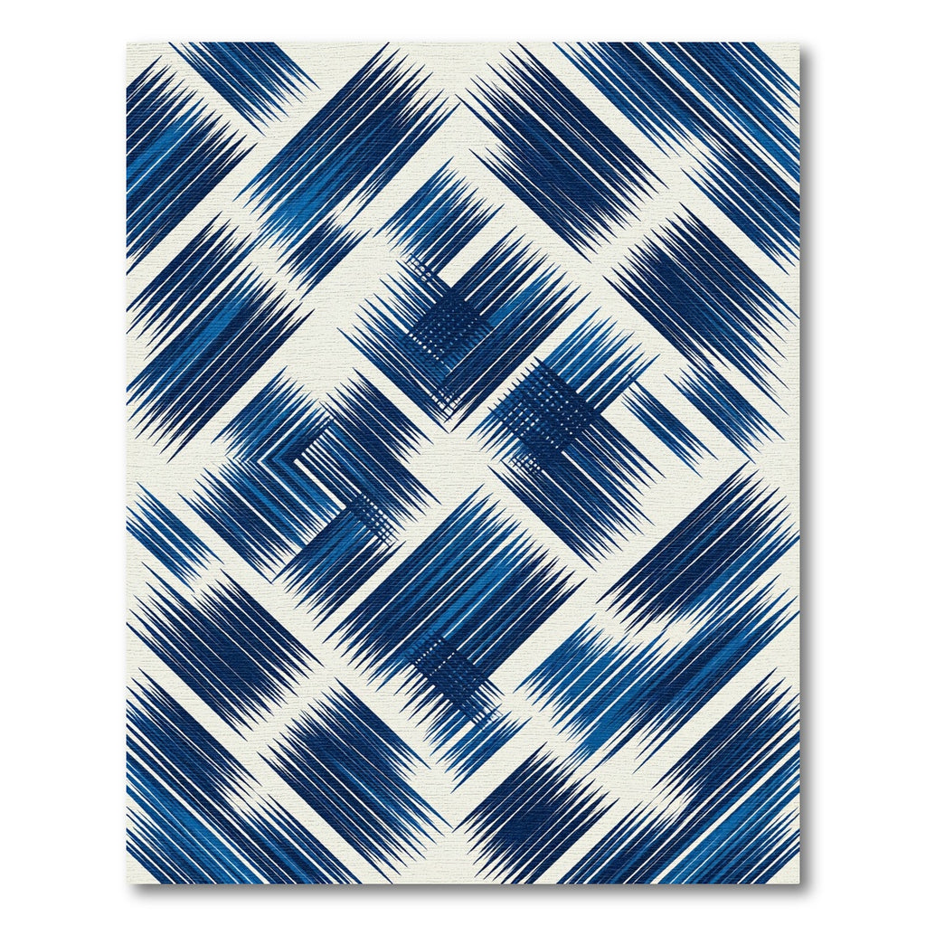 Deep Blue Textured Diamond Compositions Rug