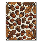 Autumn Acorn Hazelnut Oak Leaf Pattern Rug
