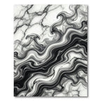 Monochrome Abstract Fluid Marble Swirl Rug