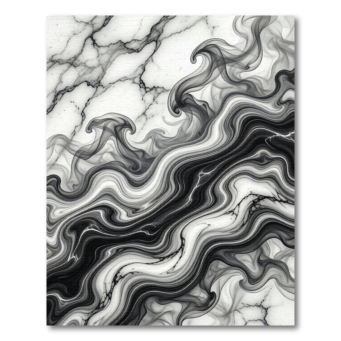 Monochrome Abstract Fluid Marble Swirl Rug