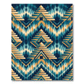 Teal and Ochre Aztec Step Pyramid Rug