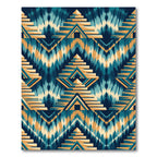 Teal and Ochre Aztec Step Pyramid Rug