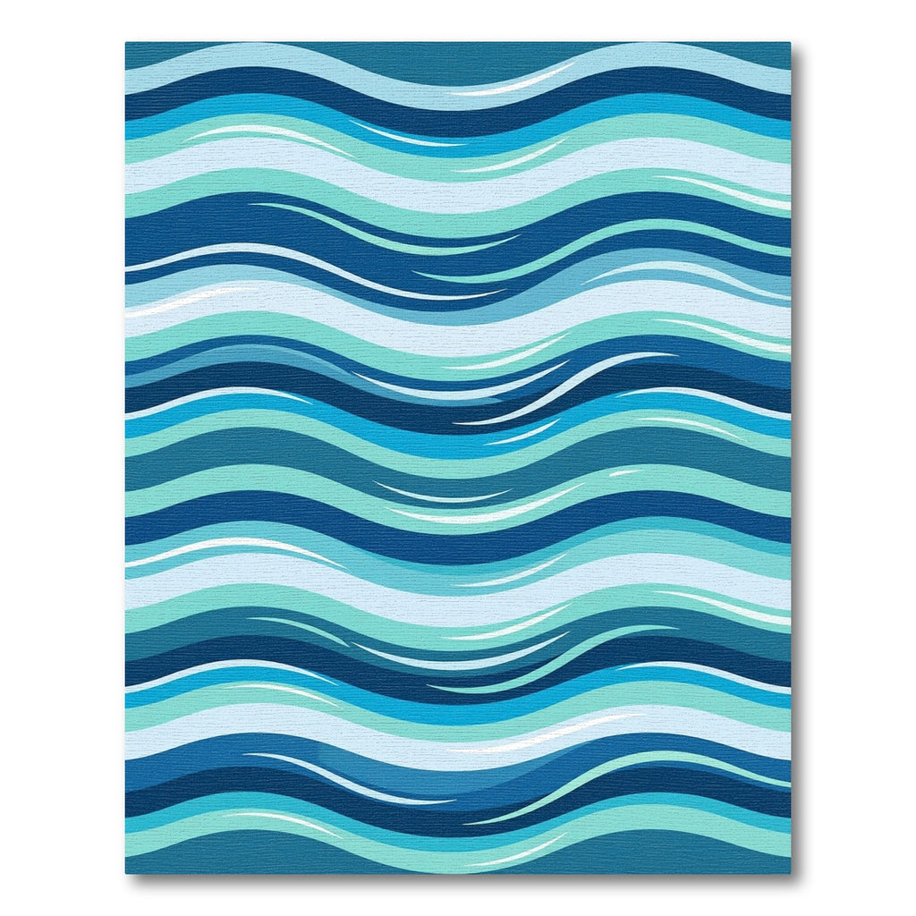 Modern Blue Oceanic Wavy Stripe Rug