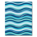 Modern Blue Oceanic Wavy Stripe Rug