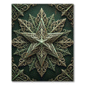 Ornate Sage Green Filigree Star Rug