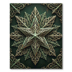 Ornate Sage Green Filigree Star Rug