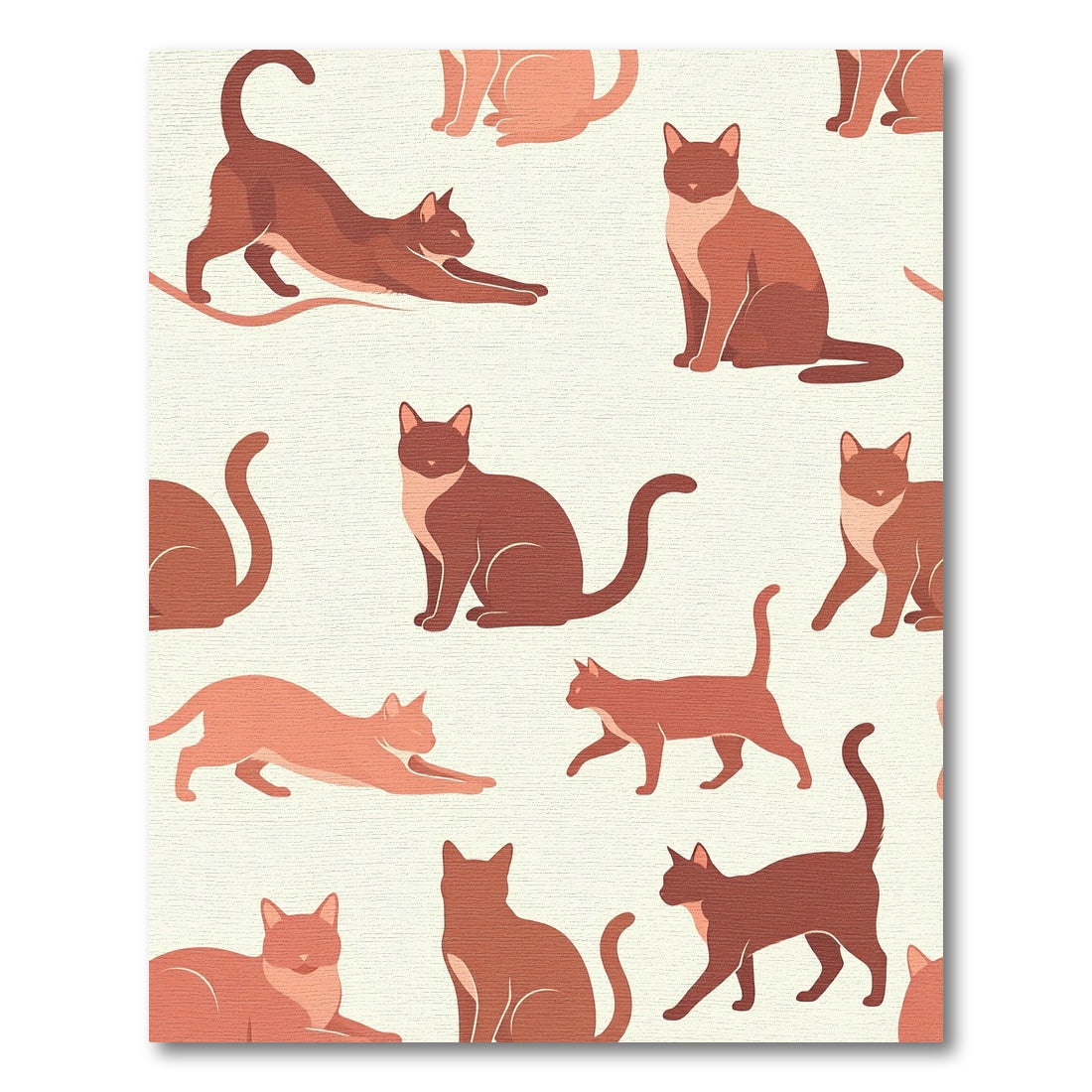 Minimalist Terracotta Cat Illustration Surface Rug