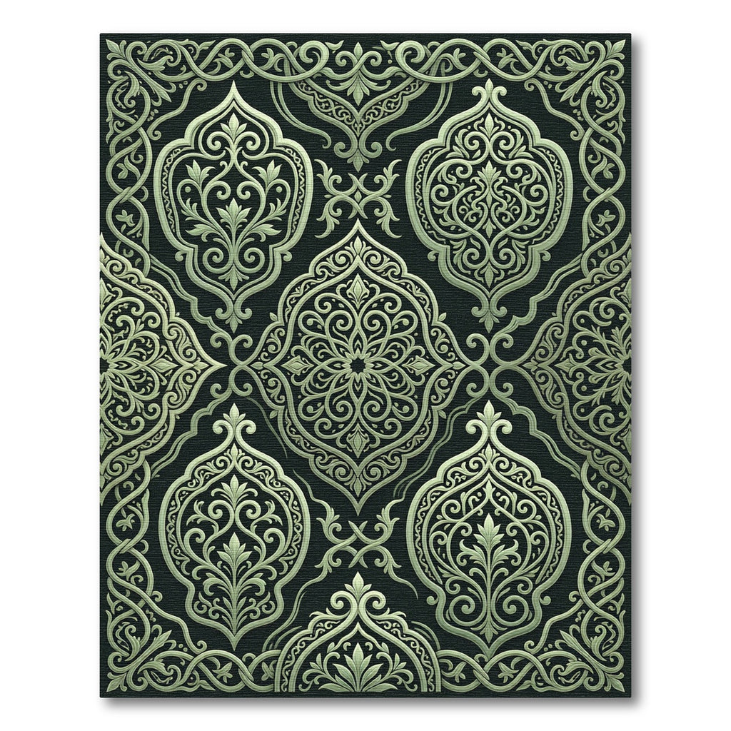 Intricate Ivory Arabesque Floral Medallion Rug