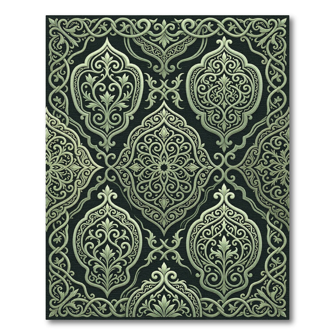 Intricate Ivory Arabesque Floral Medallion Rug