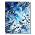 Indigo Fern Floral Watercolor Immersion Rug