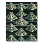 Sage Green Isometric Aztec Pyramid Grid Rug