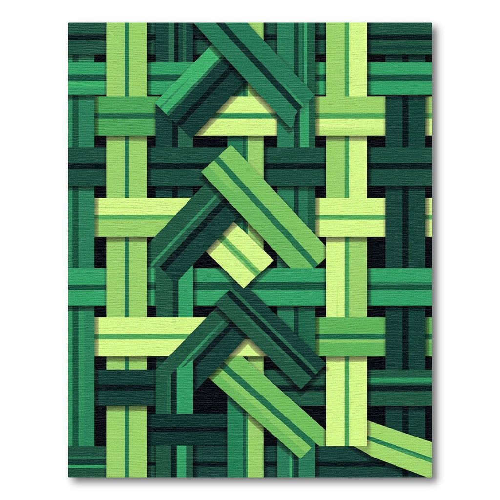 Modern Emerald Interwoven Geometric Weave Rug