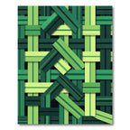 Modern Emerald Interwoven Geometric Weave Rug