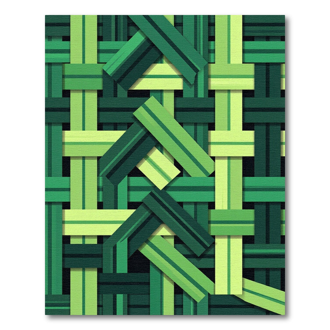 Modern Emerald Interwoven Geometric Weave Rug