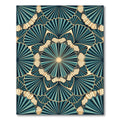 Art Deco Teal Fan Mandala Rug
