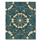 Art Deco Teal Fan Mandala Rug