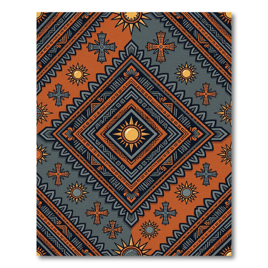 Earthy Orange Astral Diamond Cross Rug
