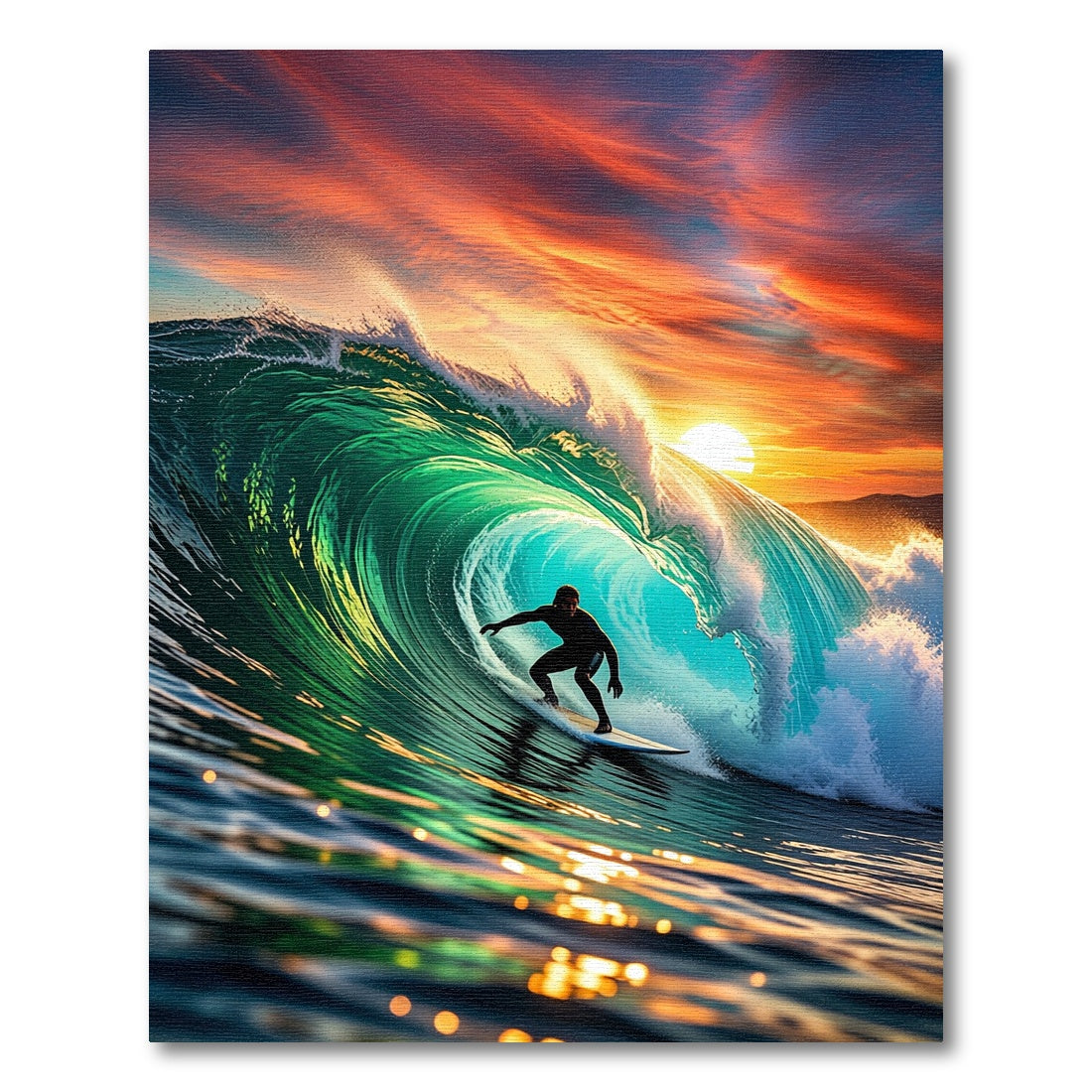 Vibrant Sunset Ocean Wave Art Rug